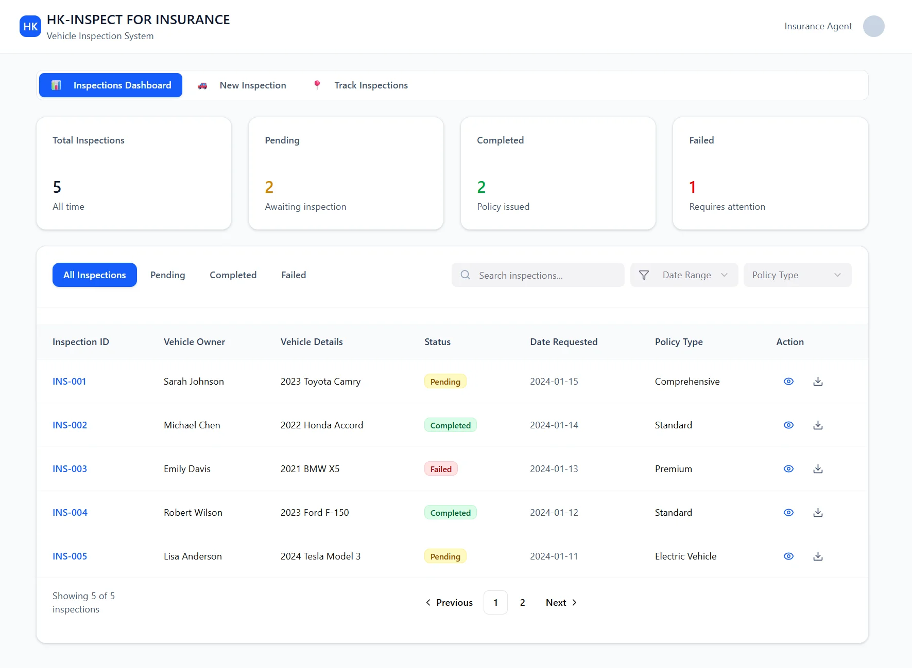 HK Inspect Dashboard