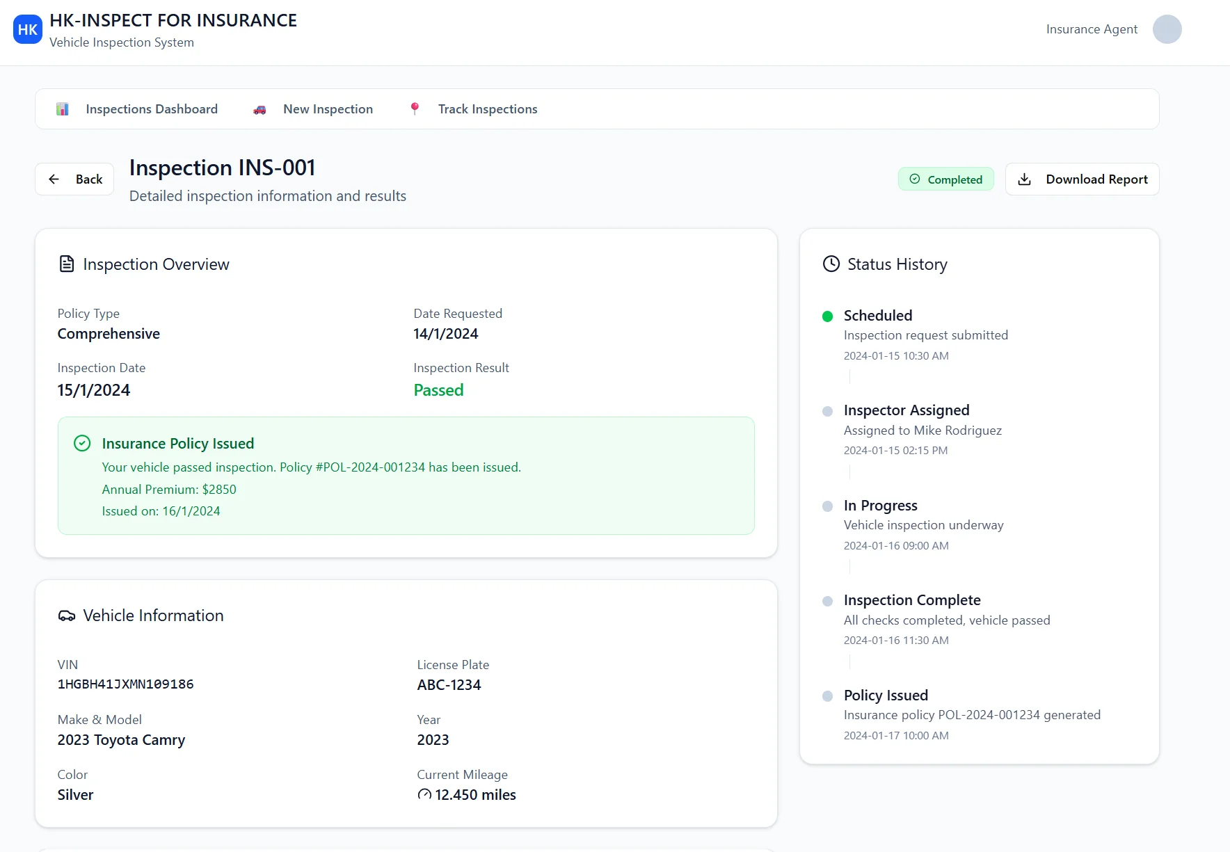 Completed inspection