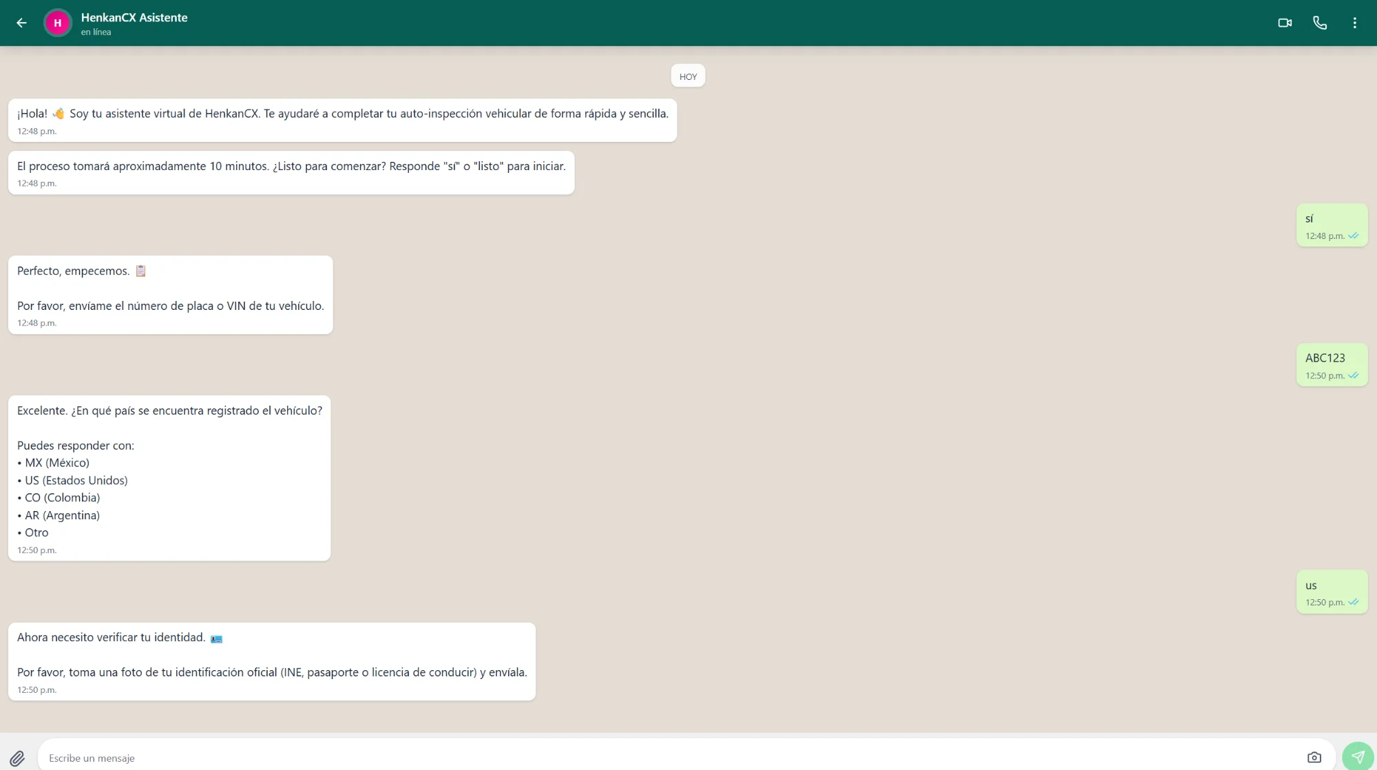 WhatsApp conversation